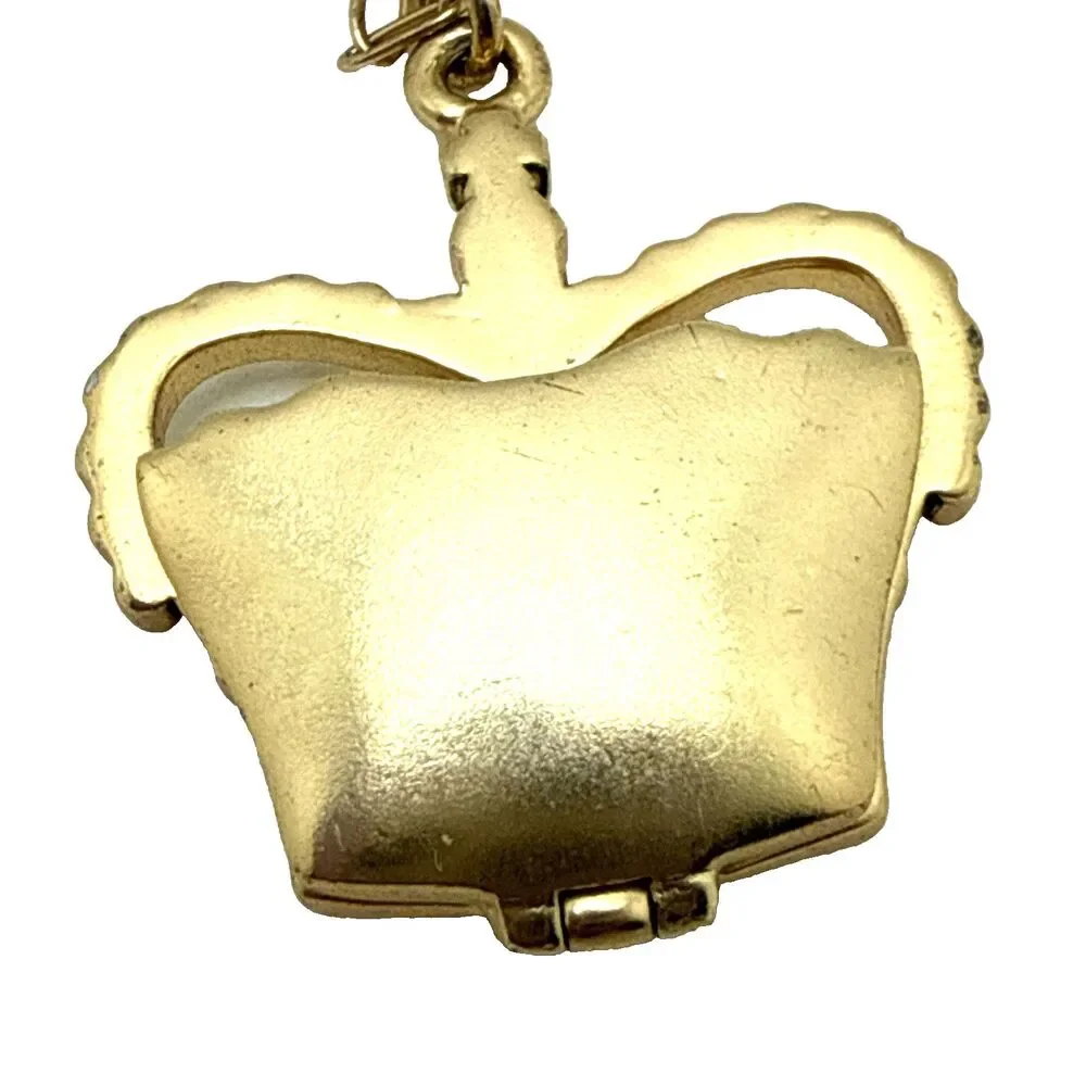 Vintage Maximal Art John Wind Crown Locket Necklace Gold Tone Signed 16
